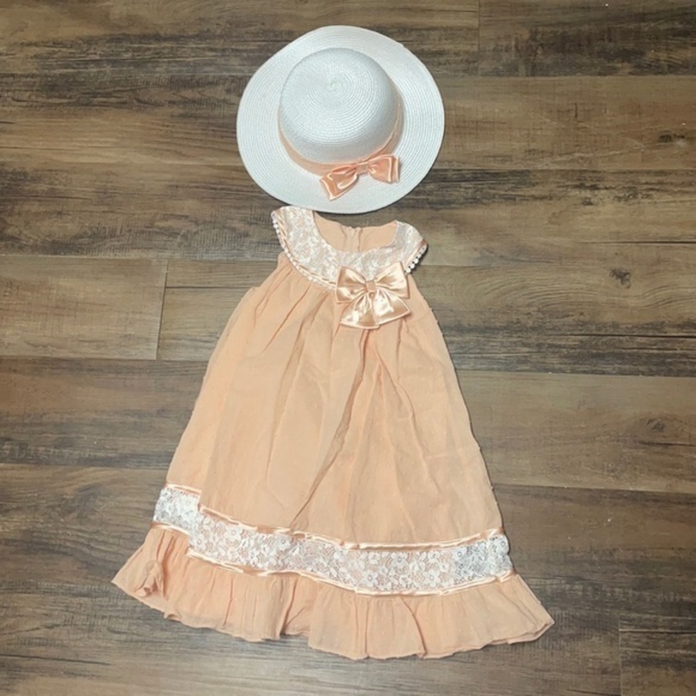 Girls Bonnie Jean hat and dress set